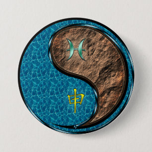 Pisces & Earth Monkey Button
