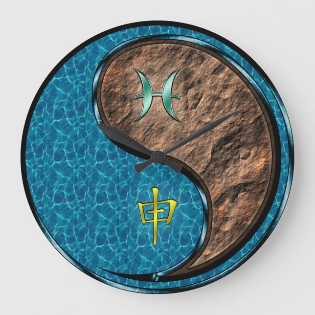 Pisces & Earth Monkey Large Clock (Front)