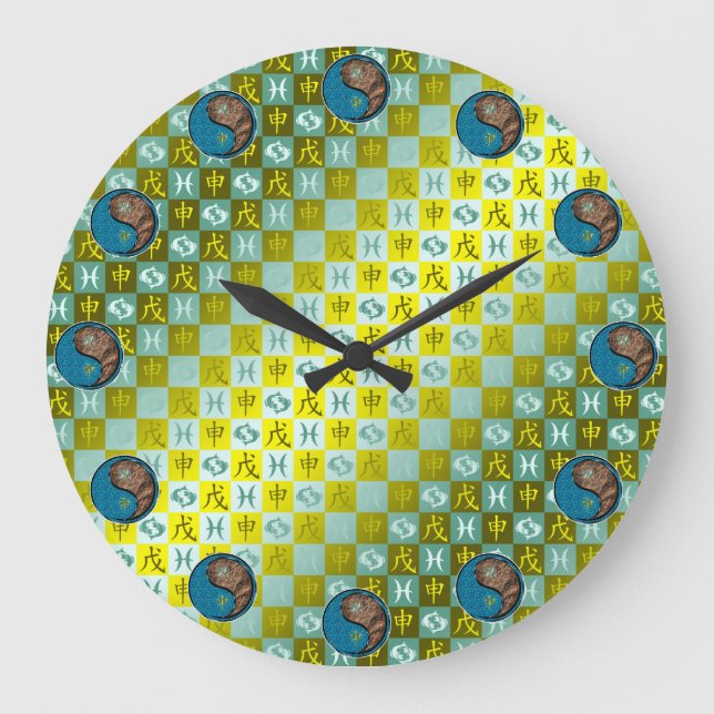Pisces & Earth Monkey Large Clock (Front)