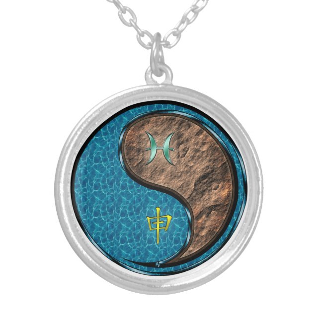 Pisces & Earth Monkey Silver Plated Necklace (Front)