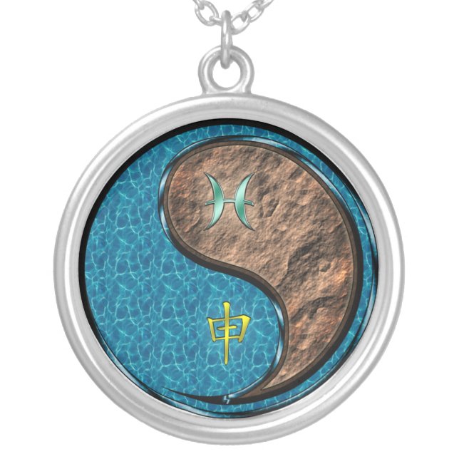 Pisces & Earth Monkey Silver Plated Necklace (Front)