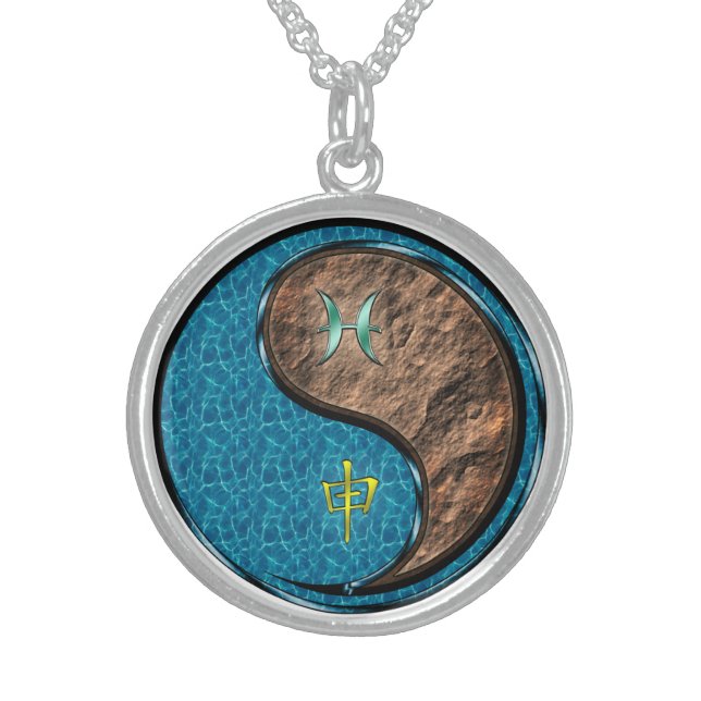 Pisces & Earth Monkey Sterling Silver Necklace (Front)