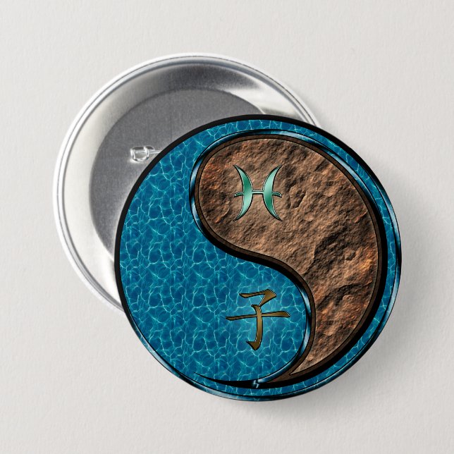 Pisces & Earth Rat Button (Front & Back)