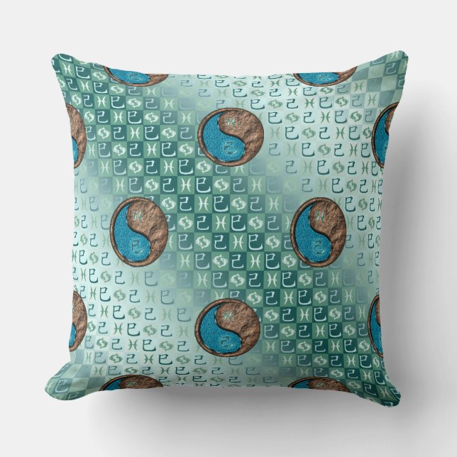 Pisces & Earth Snake Throw Pillow (Front)