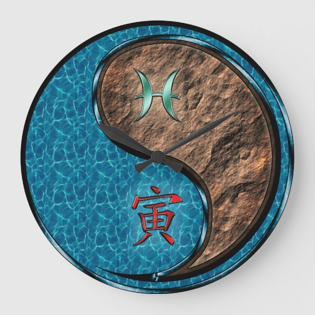 Pisces & Earth Tiger Large Clock (Front)