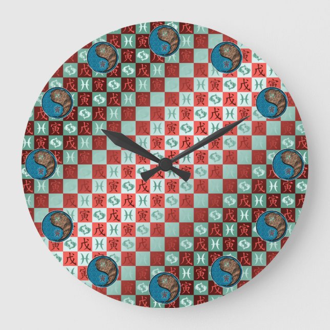 Pisces & Earth Tiger Large Clock (Front)