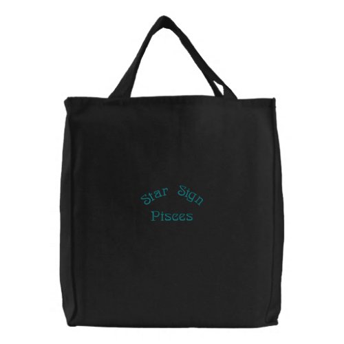 PISCES EMBROIDERED TOTE BAG