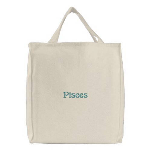 PISCES EMBROIDERED TOTE BAG