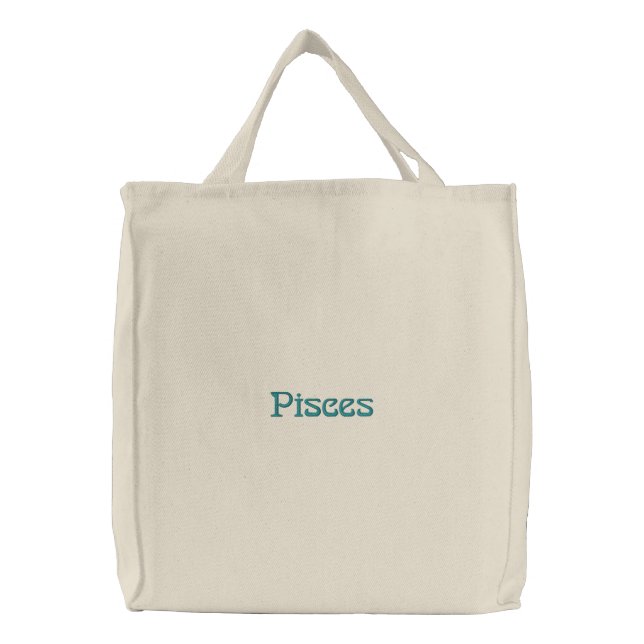 PISCES EMBROIDERED TOTE BAG (Front)