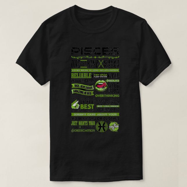 Pisces Facts Funny Zodiac Sign Graphic Premium  T-Shirt (Design Front)