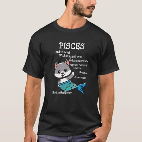Pisces Facts Traits Wolf Zodiac Sign Horoscope Ast T_Shirt