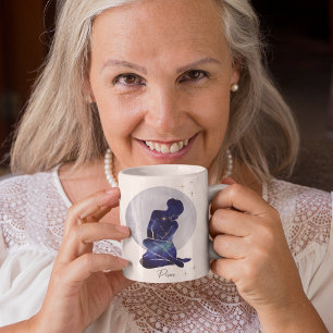 Pisces Feminine Blue Gold Zodiac Design Coffee Mug
