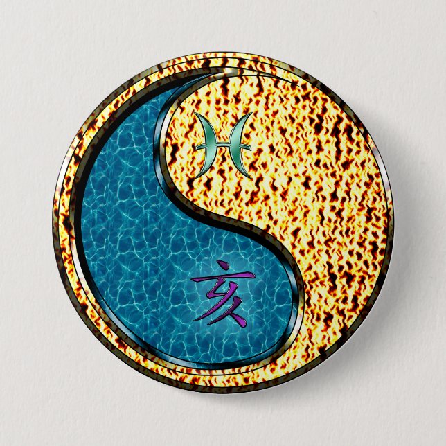 Pisces & Fire Boar Button (Front)