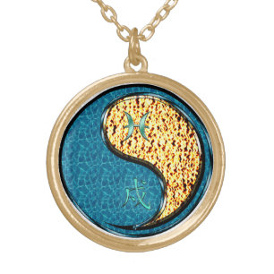 Pisces & Fire Dog Gold Plated Necklace