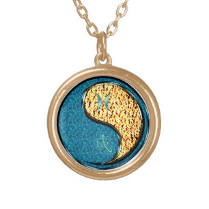 Pisces & Fire Dog Gold Plated Necklace