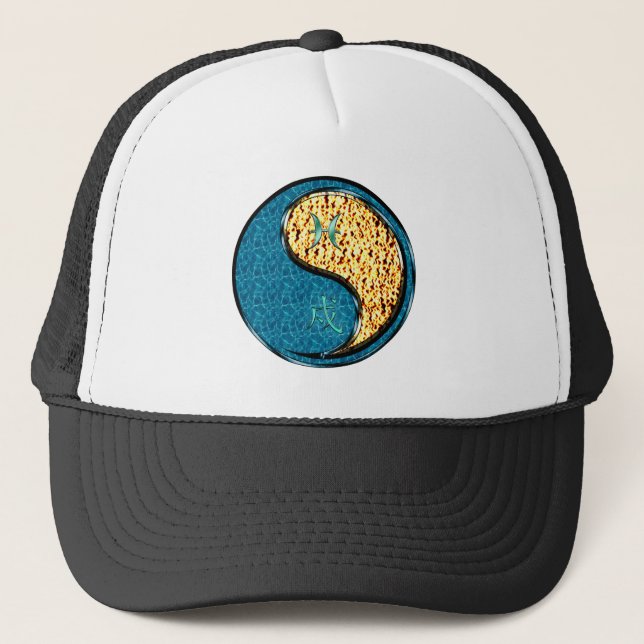 Pisces & Fire Dog Trucker Hat (Front)