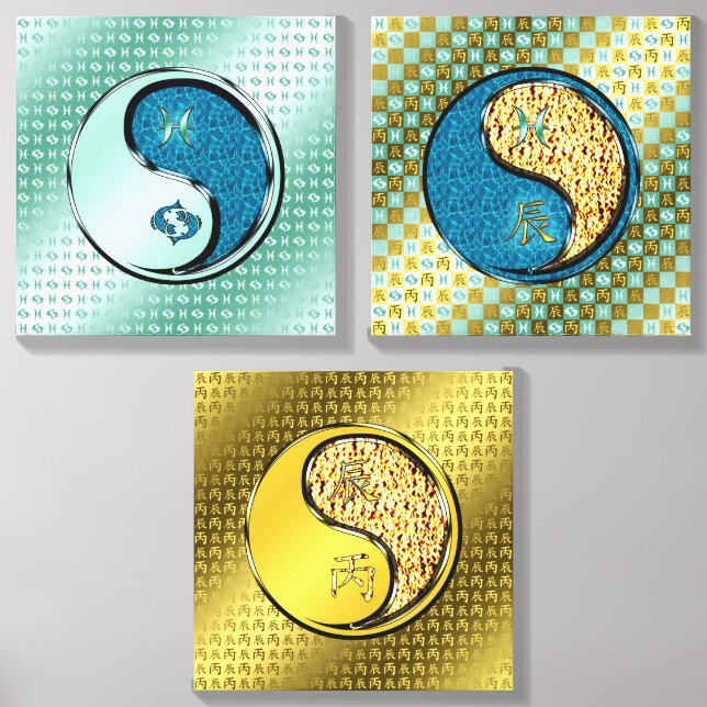 Pisces & Fire Dragon Canvas Photo Tile (Front Set)