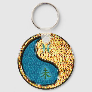 Pisces & Fire Goat Keychain