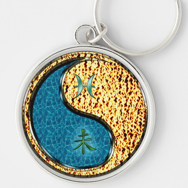 Pisces & Fire Goat Keychain (Front)