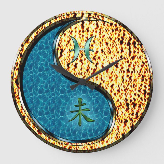 Pisces & Fire Goat Large Clock (Front)