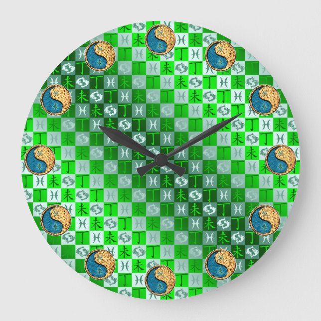 Pisces & Fire Goat Large Clock (Front)