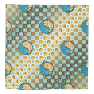 Pisces & Fire Horse Duvet Cover