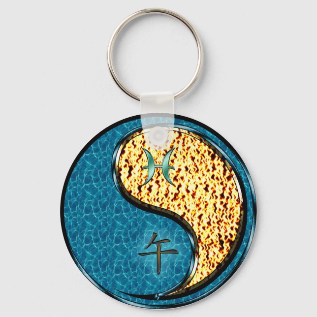 Pisces & Fire Horse Keychain (Front)