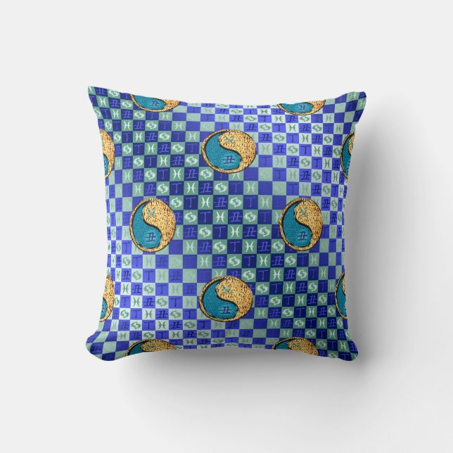 Pisces & Fire Ox Throw Pillow (Front)
