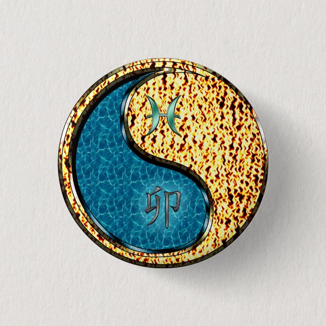 Pisces & Fire Rabbit Button (Front)