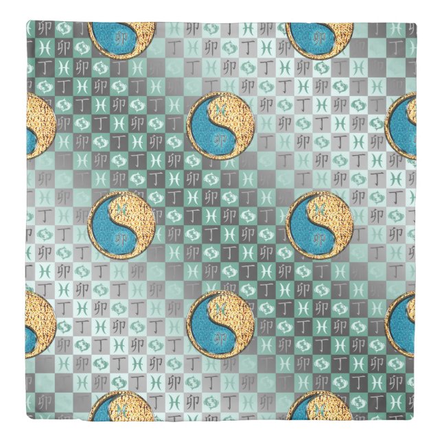 Pisces & Fire Rabbit Duvet Cover (Front)
