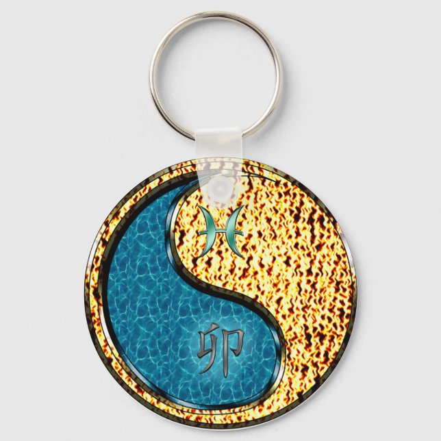 Pisces & Fire Rabbit Keychain (Front)