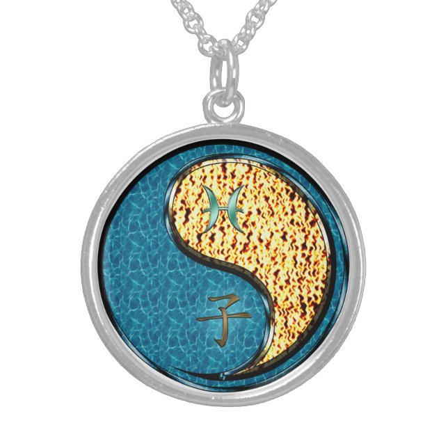Pisces & Fire Rat Sterling Silver Necklace (Front)