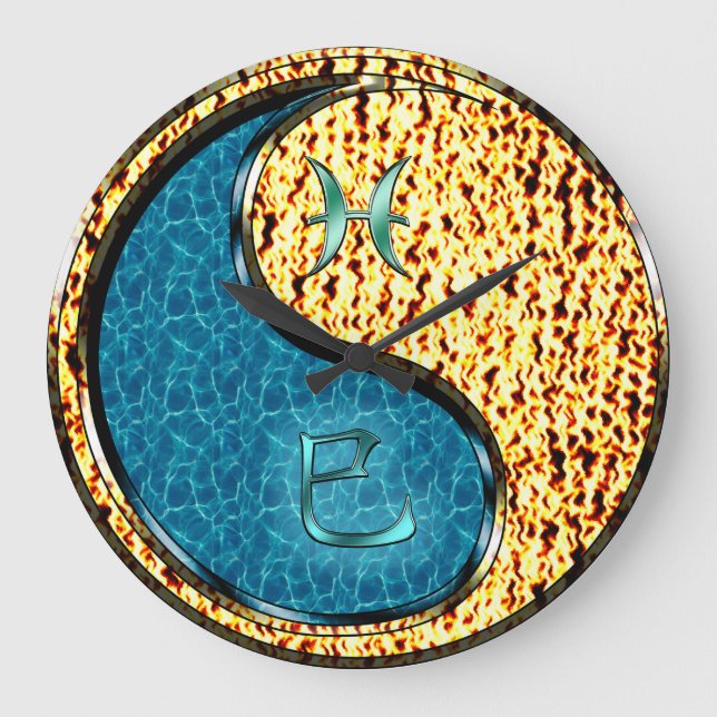 Pisces & Fire Snake Large Clock (Front)