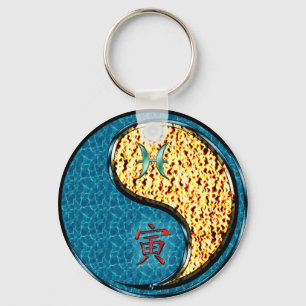 Pisces & Fire Tiger Keychain