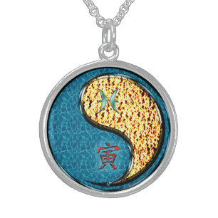 Pisces & Fire Tiger Sterling Silver Necklace