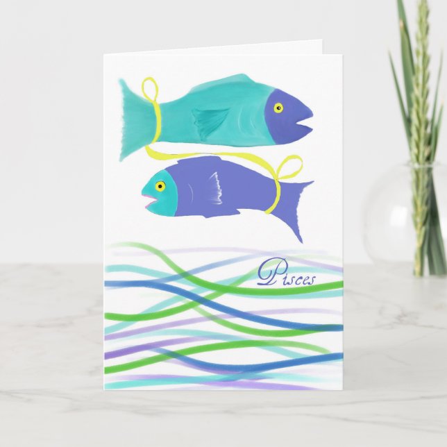 Pisces Fish Birthday-Colorful Fish Art Card (Front)