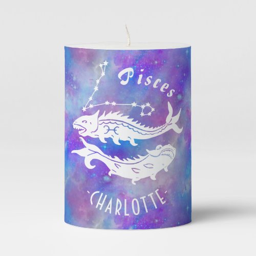Pisces Fish Constellation Stars Name Birthday Gift Pillar Candle