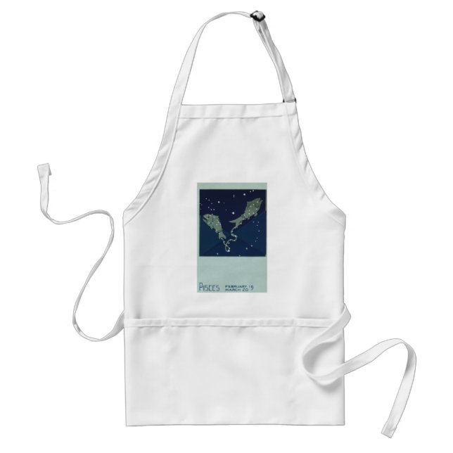 Pisces Fish Constellation Vintage Zodiac Astrology Adult Apron (Front)