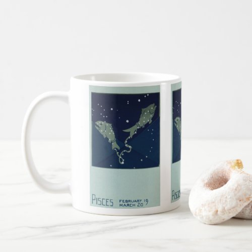 Pisces Fish Constellation Vintage Zodiac Astrology Coffee Mug