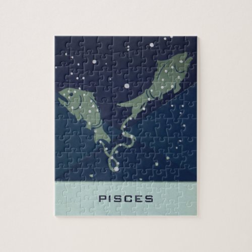 Pisces Fish Constellation Vintage Zodiac Astrology Jigsaw Puzzle