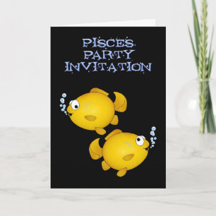 Pisces fish happy birthday party invitation card