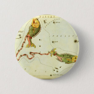 Pisces Fish, Vintage Constellation Urania's Mirror Button