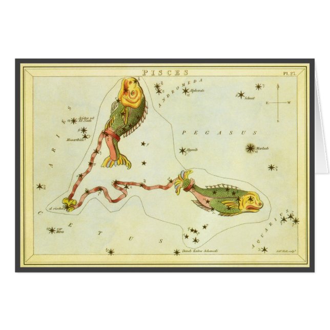 Pisces Fish, Vintage Constellation Urania's Mirror Cards (Front Horizontal)
