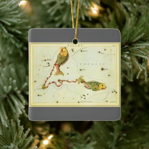 Pisces Fish Vintage Constellation Uranias Mirror Ceramic Ornament