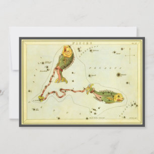 Pisces Fish, Vintage Constellation Urania's Mirror Invitation