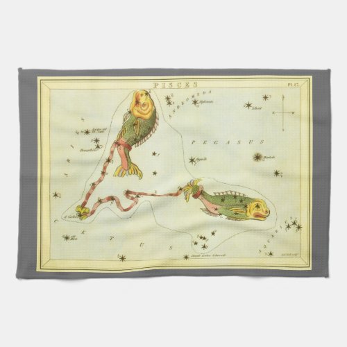 Pisces Fish Vintage Constellation Uranias Mirror Kitchen Towel