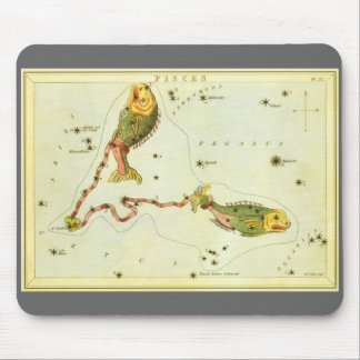 Pisces Fish, Vintage Constellation Urania's Mirror Mouse Pad