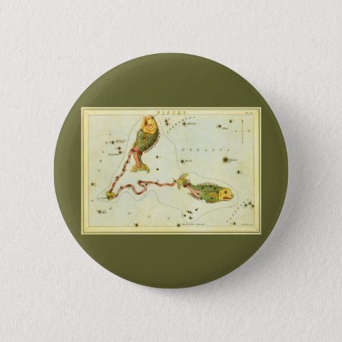 Pisces Fish Vintage Constellation Uranias Mirror Pinback Button