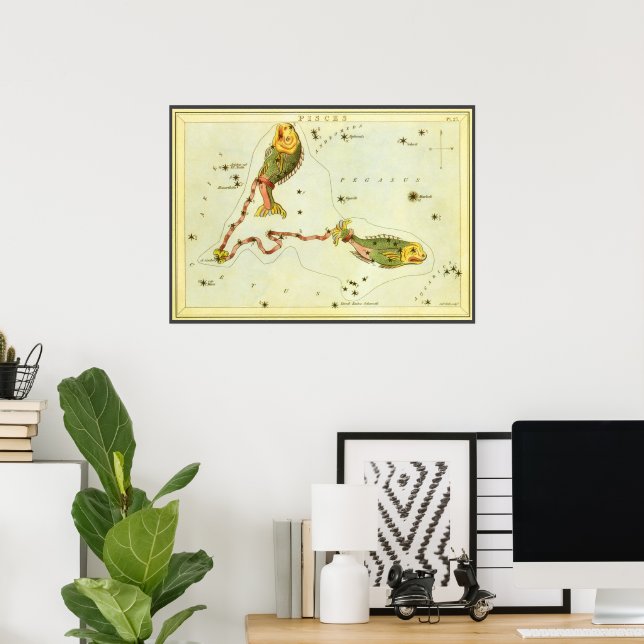 Pisces Fish, Vintage Constellation Urania's Mirror Poster (Home Office)