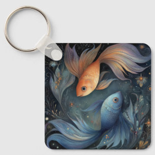 Pisces Fish Zodiac Astrology Mystical Birthday Keychain
